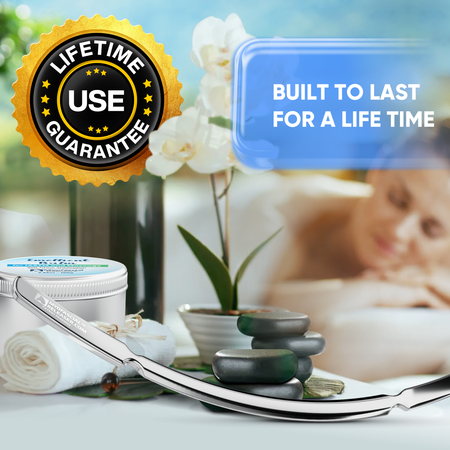 (Cresecnt Handlebar) Professional Muscle Scraper - Patented IASTM Massage Tool for Physical Therapy, GuaSha Tool for Body Myofascial Release - Medical Grade 304 Stainless Steel