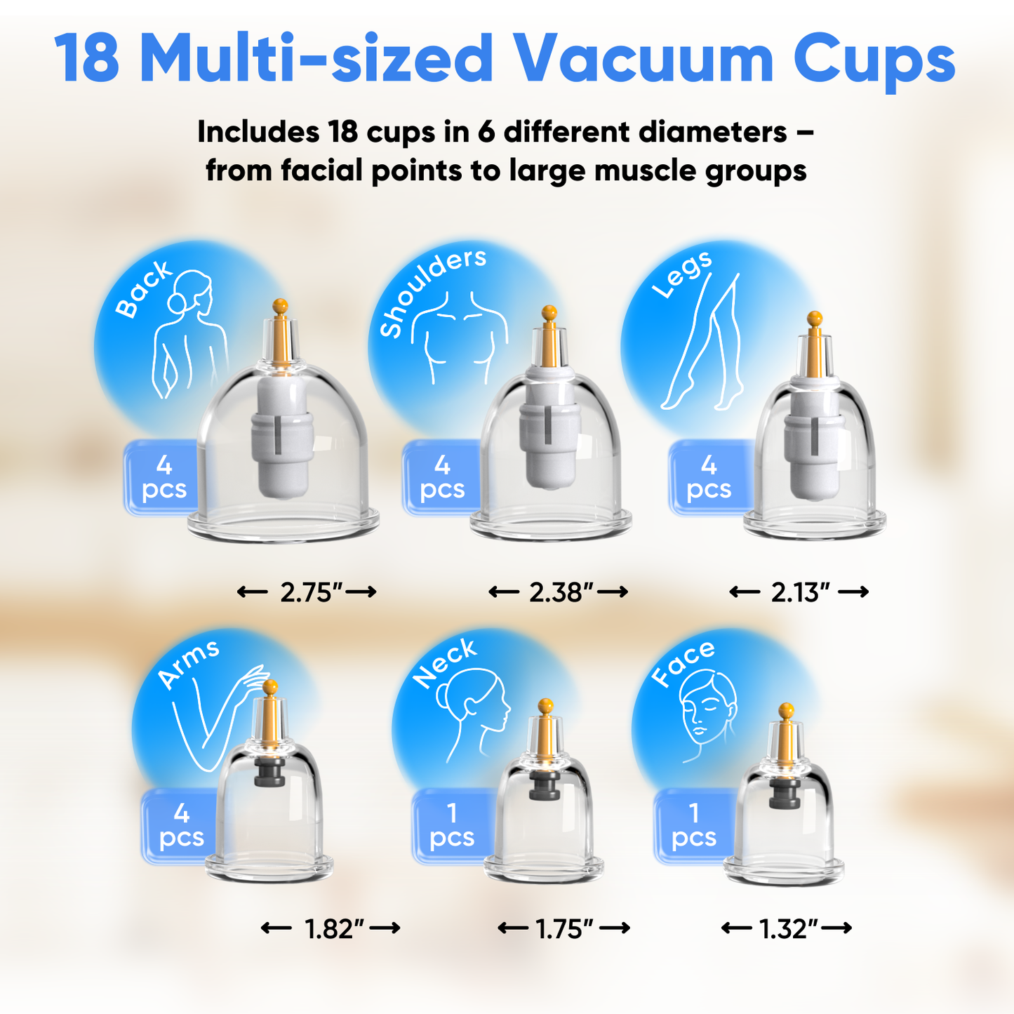 Myofascial Releaser Professional Cupping Therapy Set - 18 Multi-Sized Vacuum Cups with Two Hand Pumps and Detailed Cupping Book - Massage Cupping Set for Massage Therapists