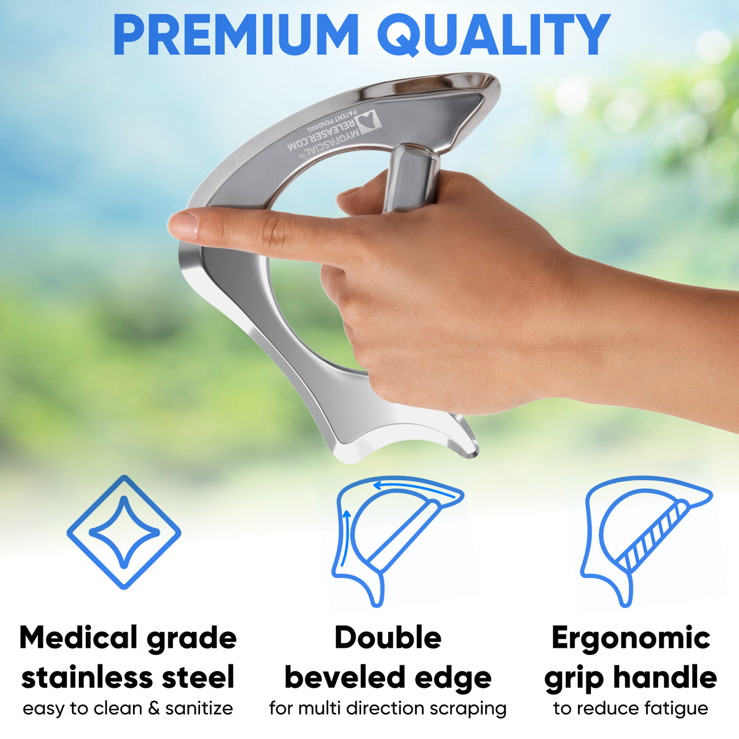 (Ergo Tool) Professional Muscle Scraper - Patented IASTM Massage Tool for Physical Therapy, GuaSha Tool for Body Myofascial Release - Medical Grade 304 Stainless Steel