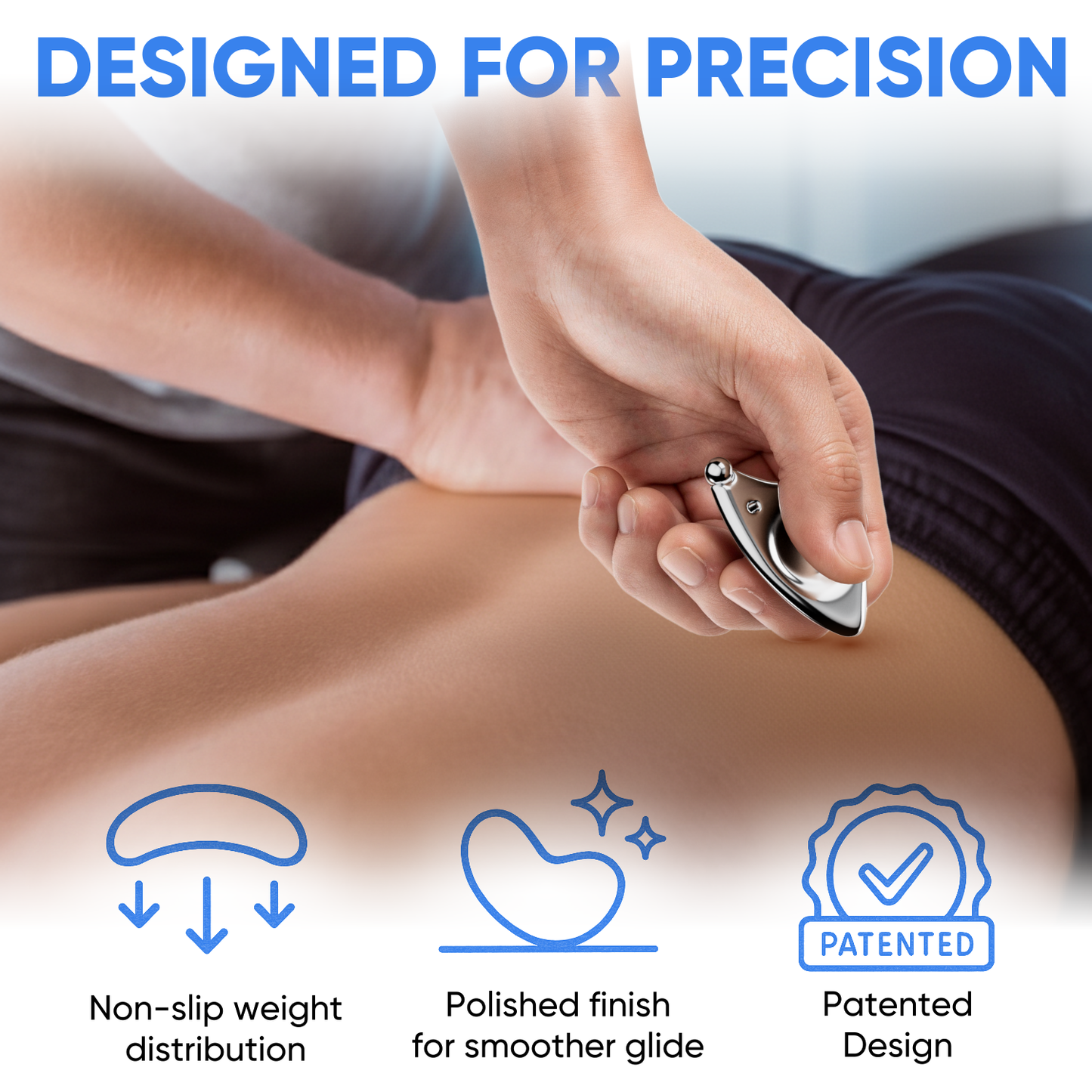 (Micro Tool) Professional Muscle Scraper - Patented IASTM Massage Tool for Physical Therapy, GuaSha Tool for Body Myofascial Release - Medical Grade 304 Stainless Steel