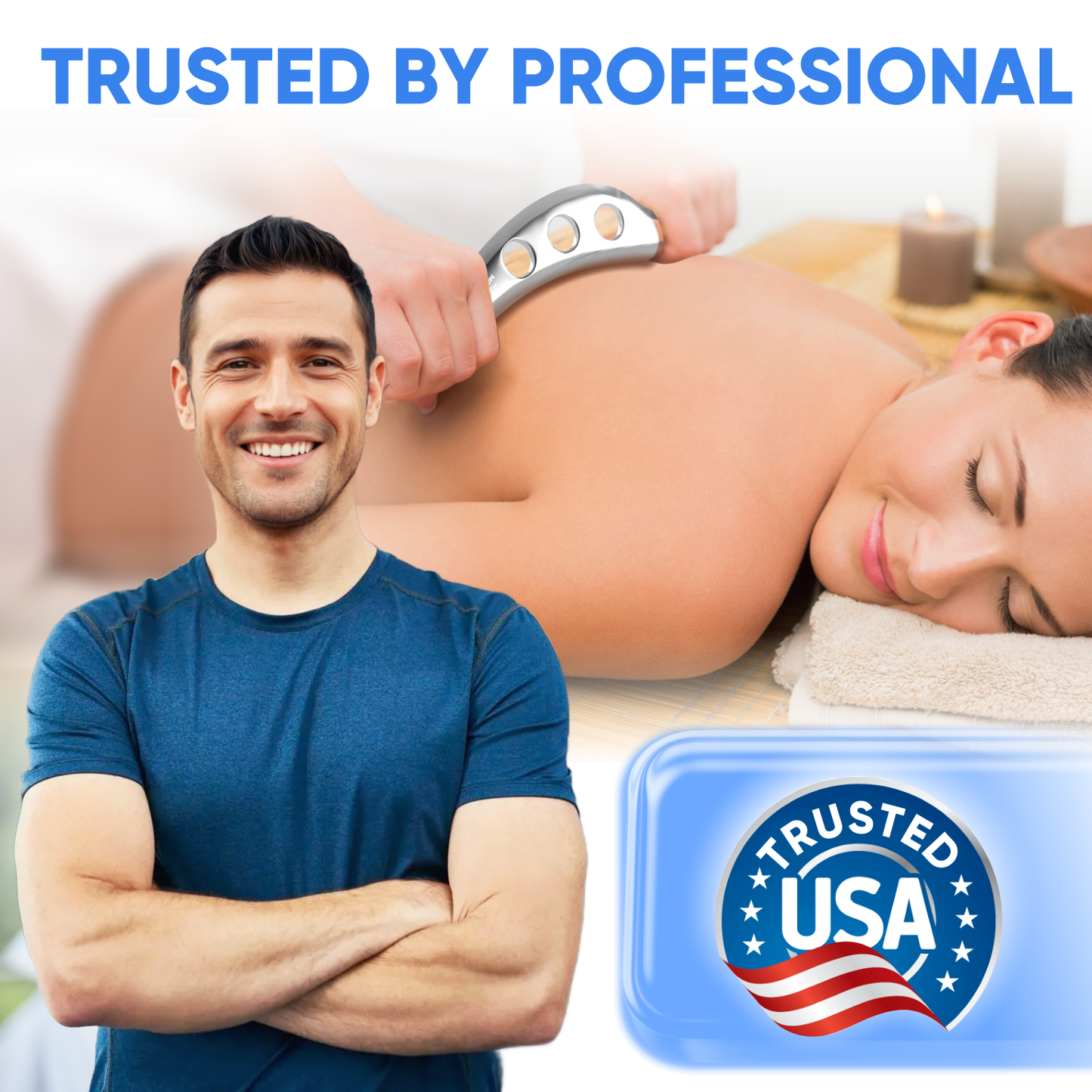 (Ellipse Pro) Professional Muscle Scraper - Patented IASTM Massage Tool for Physical Therapy, GuaSha Tool for Body Myofascial Release - Medical Grade 304 Stainless Steel